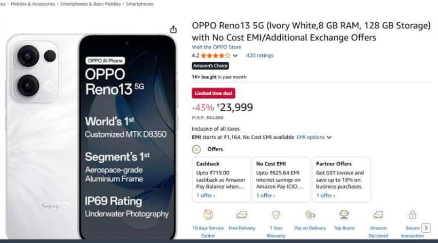 OPPO Reno13 5G Offer