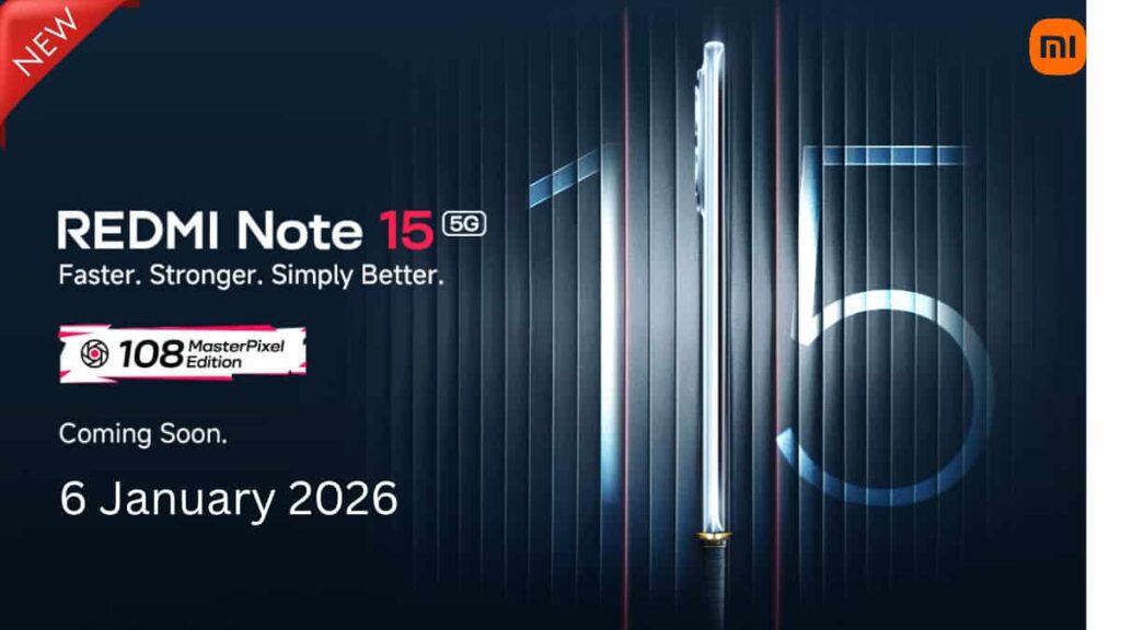 REDMI Note 15 5G Launch 6 January: 108MP कैमरा का धमाका, अमेज़न टीजर से कुछ स्पेक्स और प्राइस की झलक जल्द