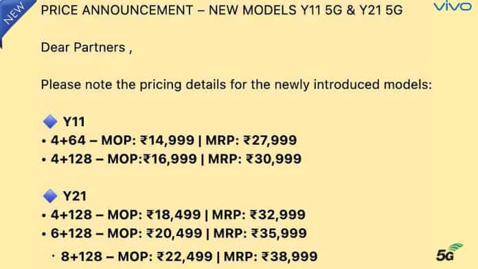 Vivo Y11 5G और Vivo Y21 5G लॉन्च